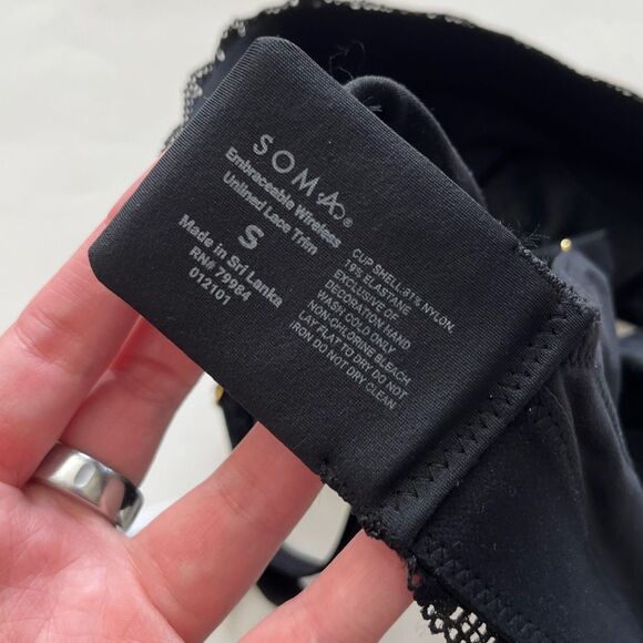 Soma Embraceable Signature Unlined Wireless Lace Trim Bra Bralette Black Small - Picture 5 of 7